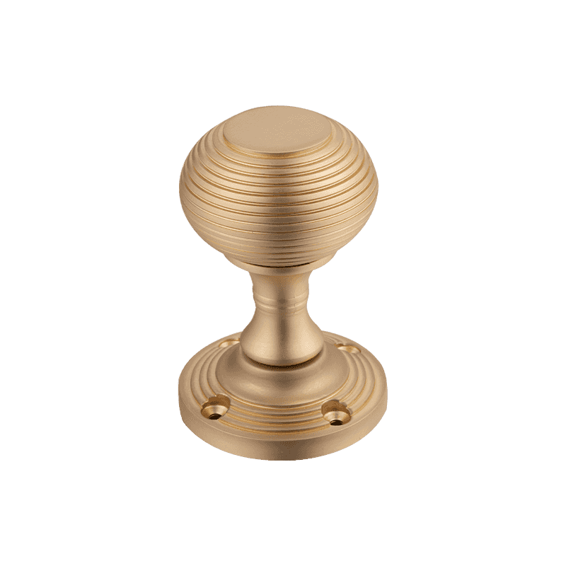 Set Pomelli per Porta Beehive Mortasa Reeded - Ottone Lucido